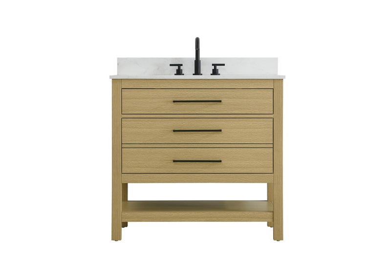 Elegant Lighting VF60536MHB-BS Bathroom Vanity, Honey Brown