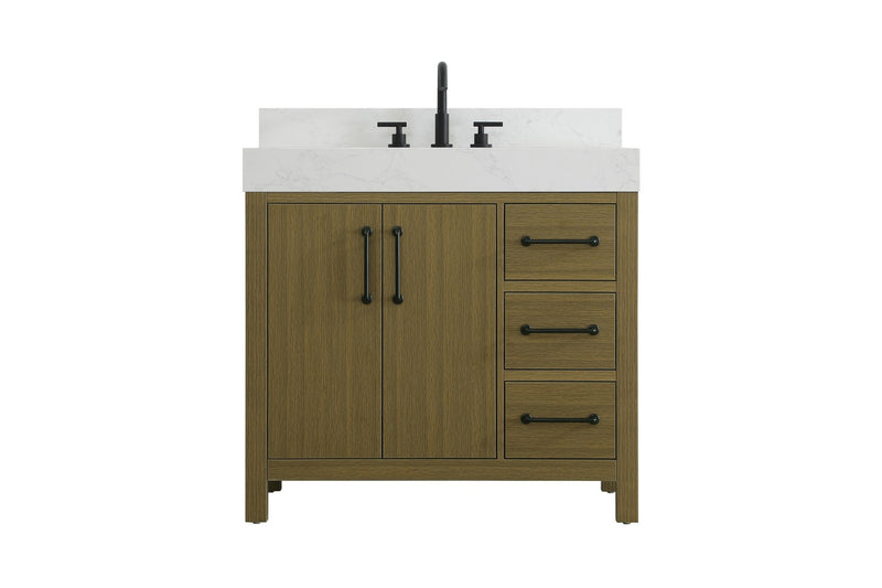 Elegant Lighting VF60636MCB-BS Bathroom Vanity, Chestnut Brown