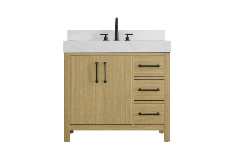 Elegant Lighting VF60636MHB-BS Bathroom Vanity, Honey Brown