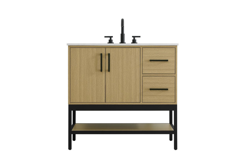 Elegant Lighting VF60736MHB Bathroom Vanity, Honey Brown