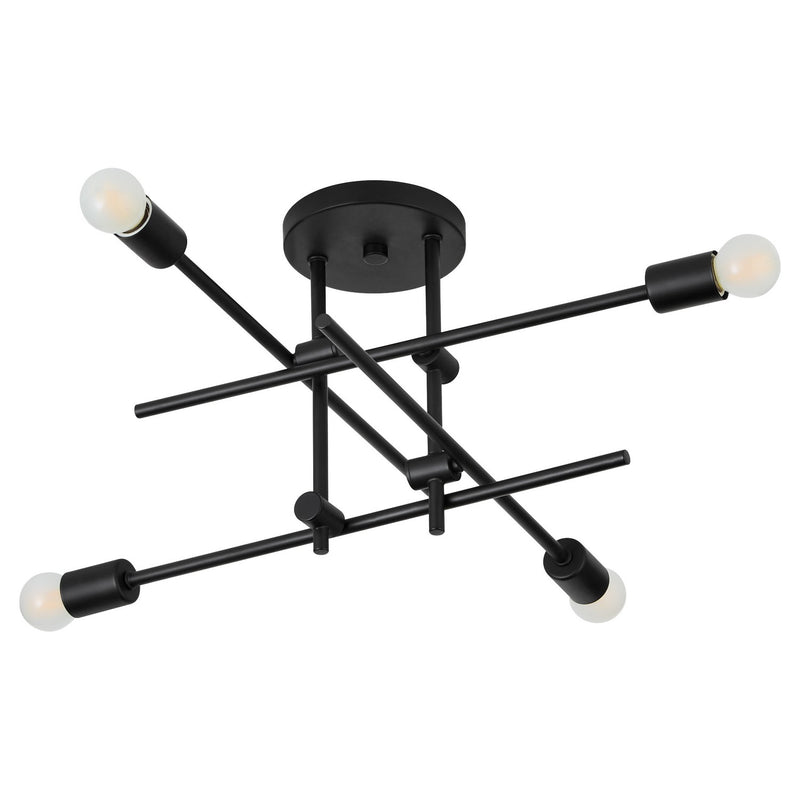Quorum 3-696-15 Four Light Semi-Flush Mount, Black