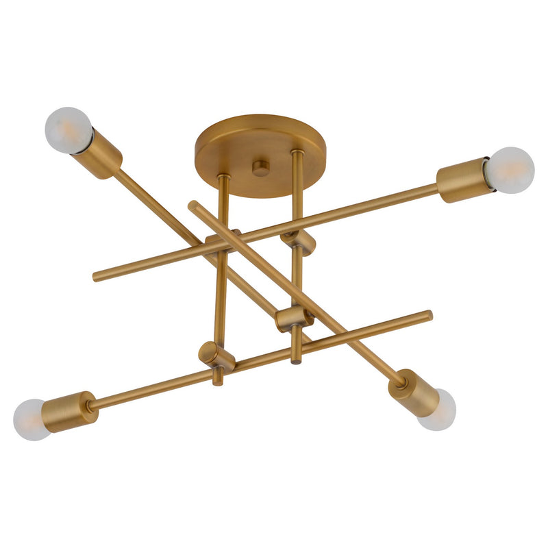 Quorum 3-696-56 Four Light Semi-Flush Mount, Brushed Brass
