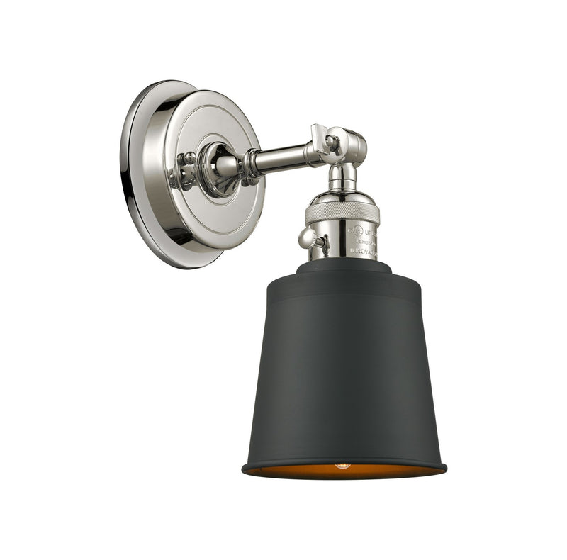 Innovations 203SWBP-PN-M9-BK One Light Wall Sconce, Polished Nickel