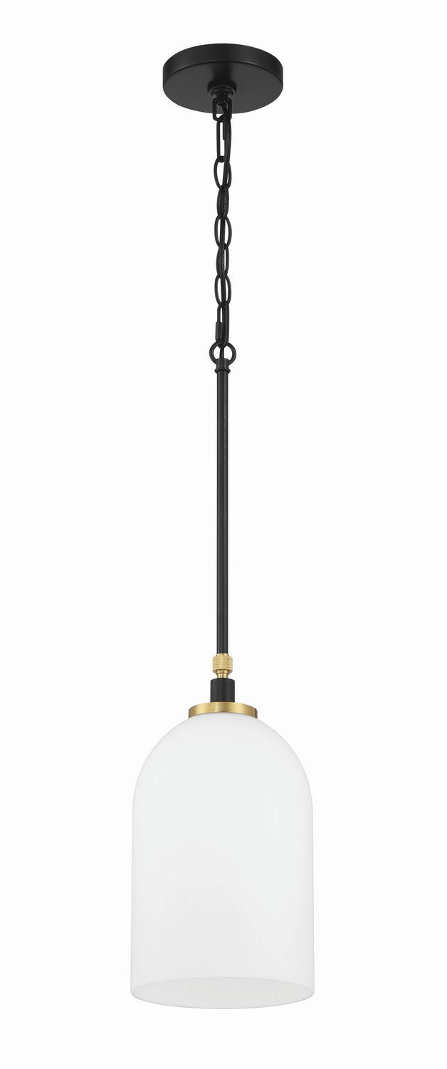 Craftmade 60391-FBSB One Light Pendant, Flat Black/Satin Brass
