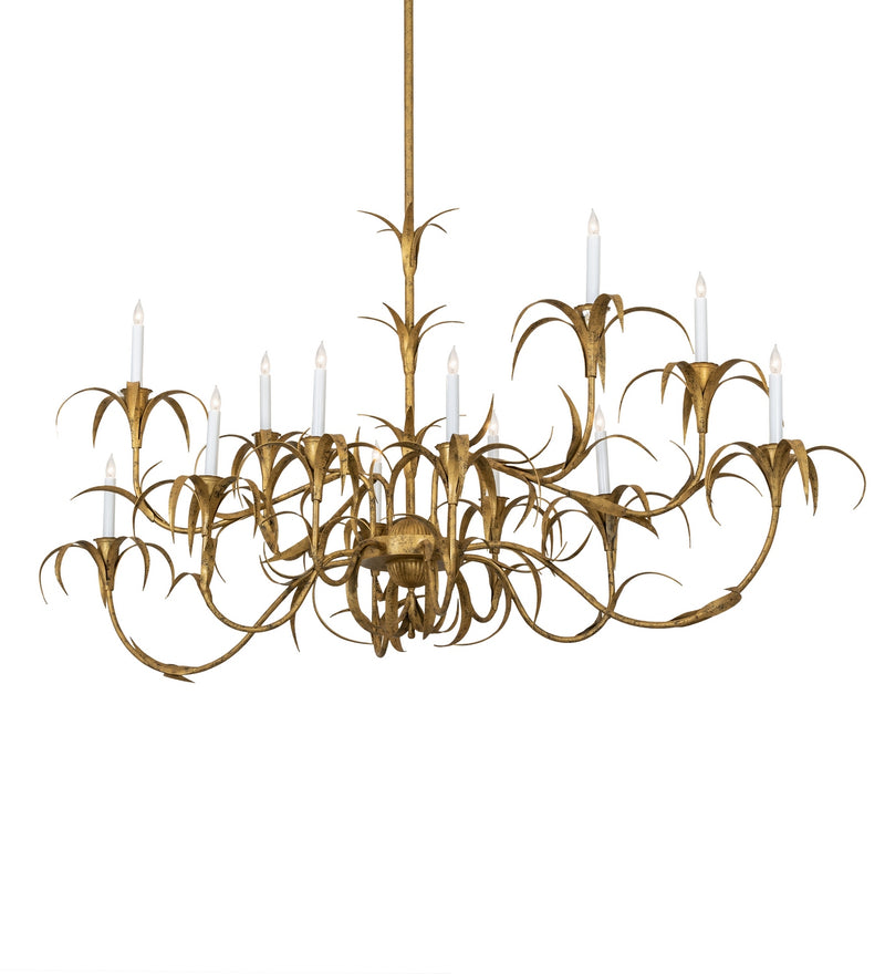 Meyda Tiffany 289735 12 Light Chandelier, Goldtastic & Flat Black Custom