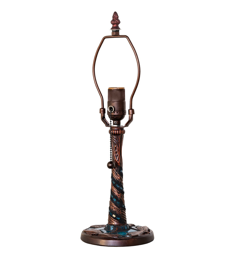 Meyda Tiffany 17228 One Light Table Base, Magogany Bronze/Blue Mosaic Glass