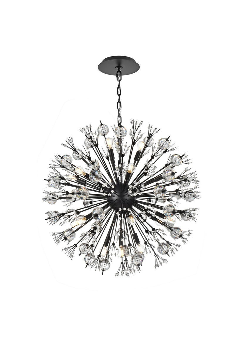 Elegant Lighting 2550D32BK 18 Light Pendant, black