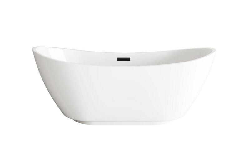 Elegant Lighting BT10362GW-MBK Soaking Bathtub, Glossy White