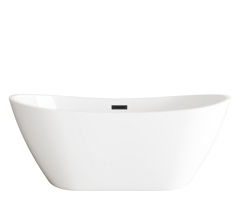 Elegant Lighting BT10372GW-MBK Soaking Bathtub, Glossy White
