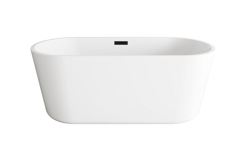 Elegant Lighting BT10659GW-MBK Soaking Bathtub, Glossy White