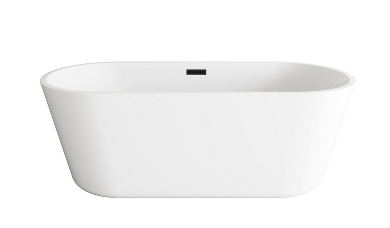 Elegant Lighting BT10665GW-MBK Soaking Bathtub, Glossy White