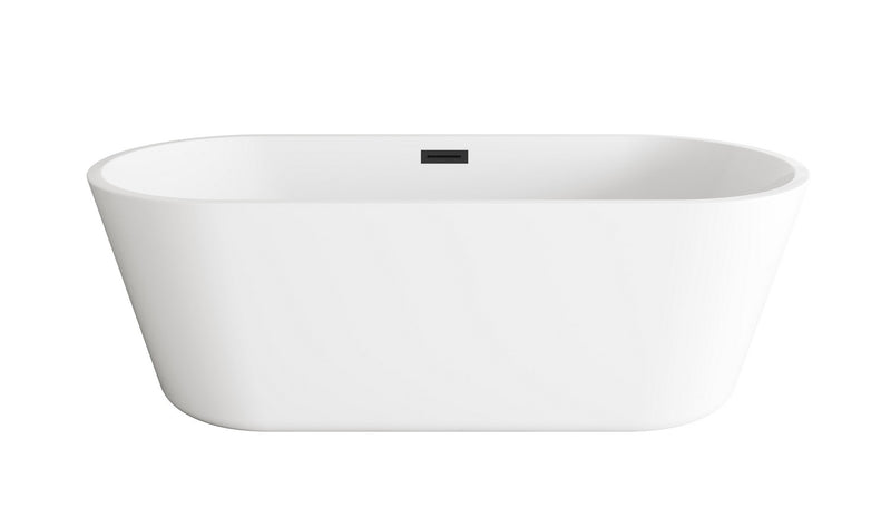 Elegant Lighting BT10671GW-MBK Soaking Bathtub, Glossy White