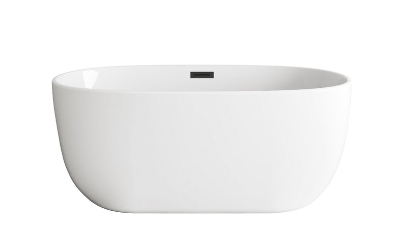 Elegant Lighting BT10754GW-MBK Soaking Bathtub, Glossy White