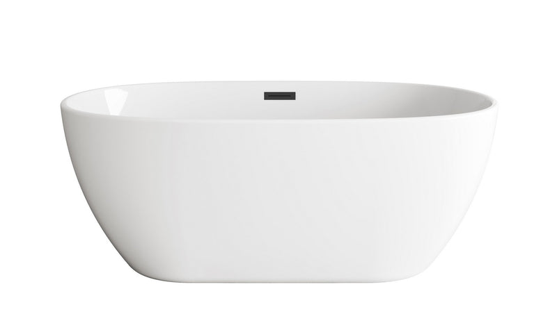 Elegant Lighting BT10759GW-MBK Soaking Bathtub, Glossy White
