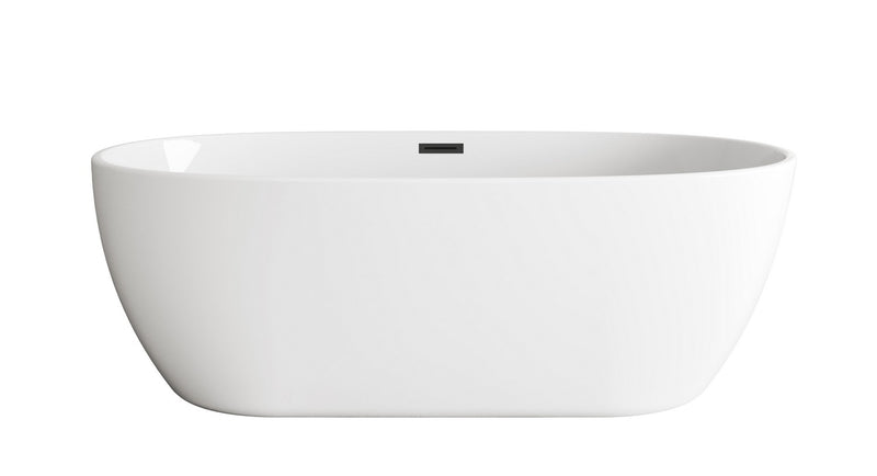 Elegant Lighting BT10770GW-MBK Soaking Bathtub, Glossy White
