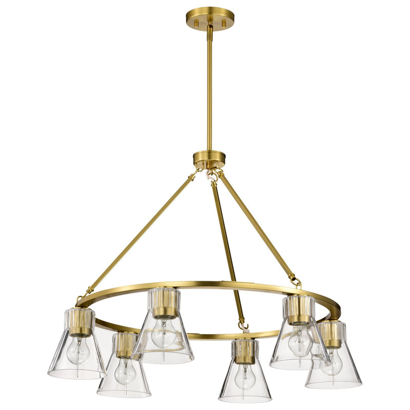 Nuvo Lighting 60-8345 Six Light Chandelier, Vintage Brass