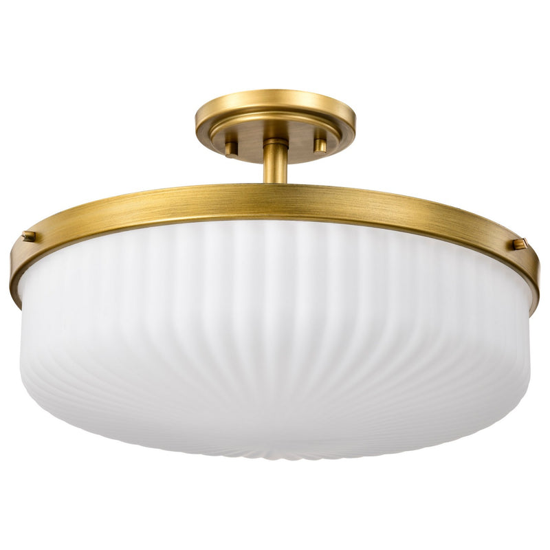 Nuvo Lighting 60-8667 Three Light Semi-Flush Mount, Natural Brass