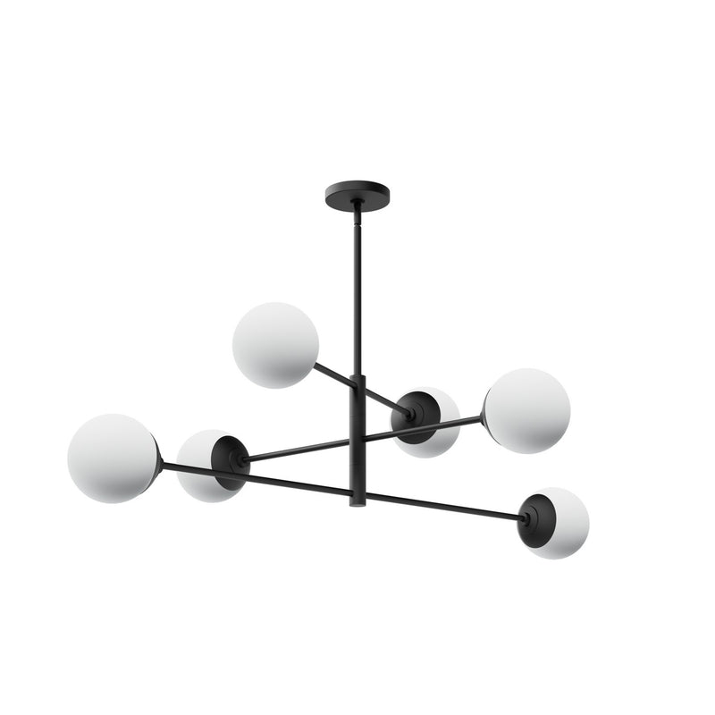Hunter 13209 Six Light Chandelier, Matte Black