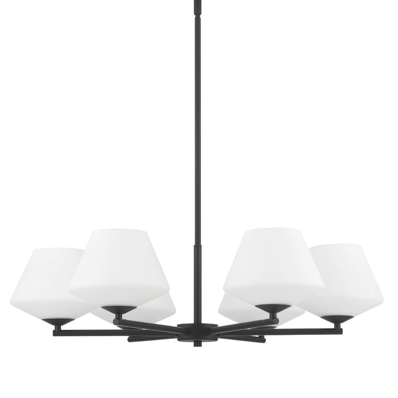 Hunter 48096 Six Light Chandelier, Matte Black
