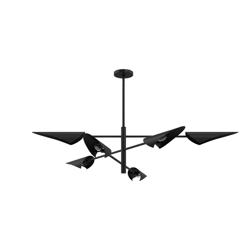 Hunter 48140 Six Light Chandelier, Matte Black