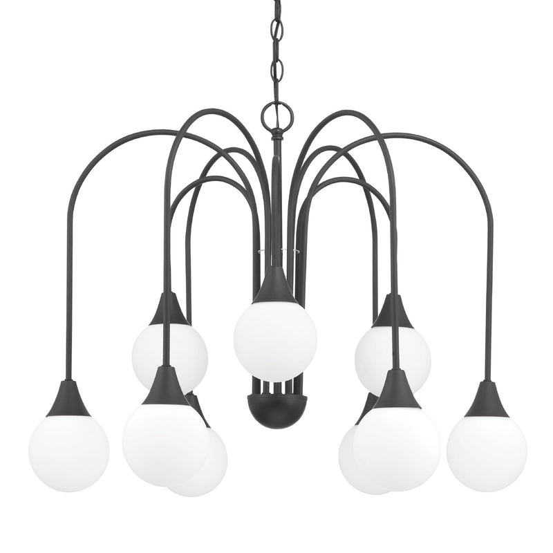Hunter 48199 Nine Light Chandelier, Matte Black