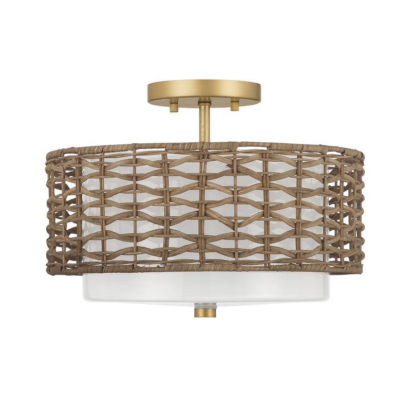 Hunter 48211 Two Light Semi Flush Mount, Luxe Gold