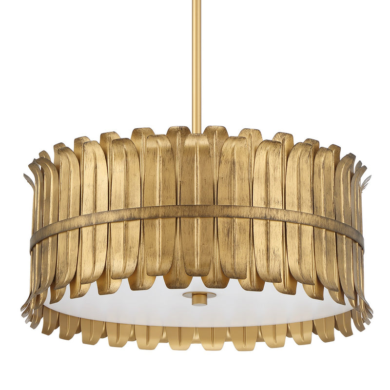 Hunter 48259 Three Light Pendant, Brushed Luxe Gold