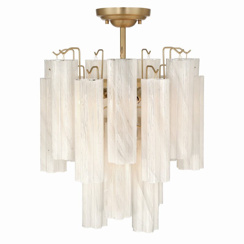 Artcraft AC12103WH Five Light Semi Flush Mount, Brushed Brass