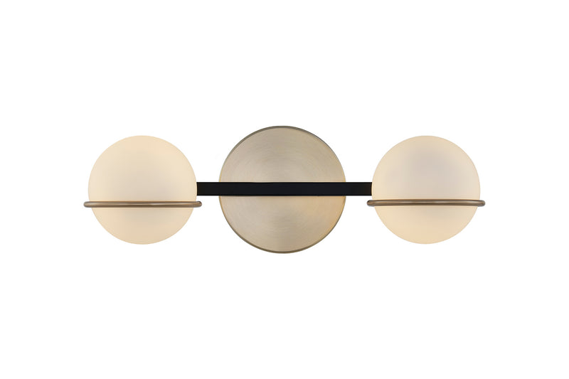 Justice Designs FSN-4162-OPAL-MBBR LED Bath Bar, Matte Black w/ Brass