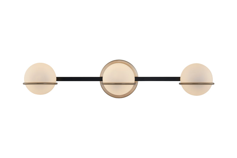 Justice Designs FSN-4163-OPAL-MBBR LED Bath Bar, Matte Black w/ Brass
