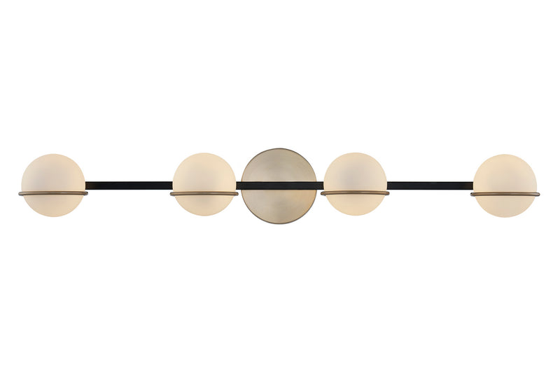 Justice Designs FSN-4164-OPAL-MBBR LED Bath Bar, Matte Black w/ Brass