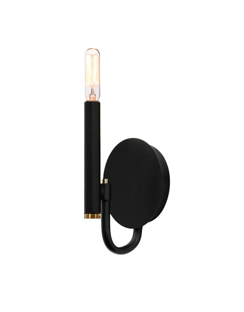 Justice Designs NSH-8181-MBBR One Light Wall Sconce, Matte Black w/ Brass