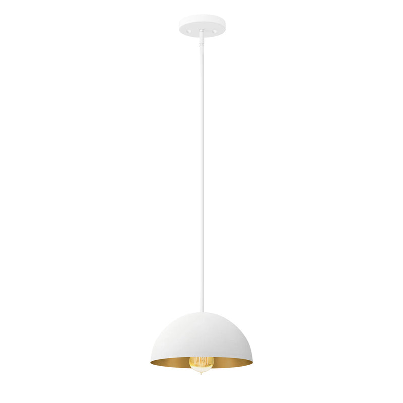 Justice Designs NSH-9840-MTGD One Light Pendant, Matte White w/ Champagne Gold