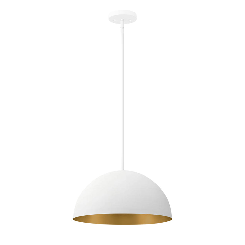 Justice Designs NSH-9845-MTGD One Light Pendant, Matte White w/ Champagne Gold