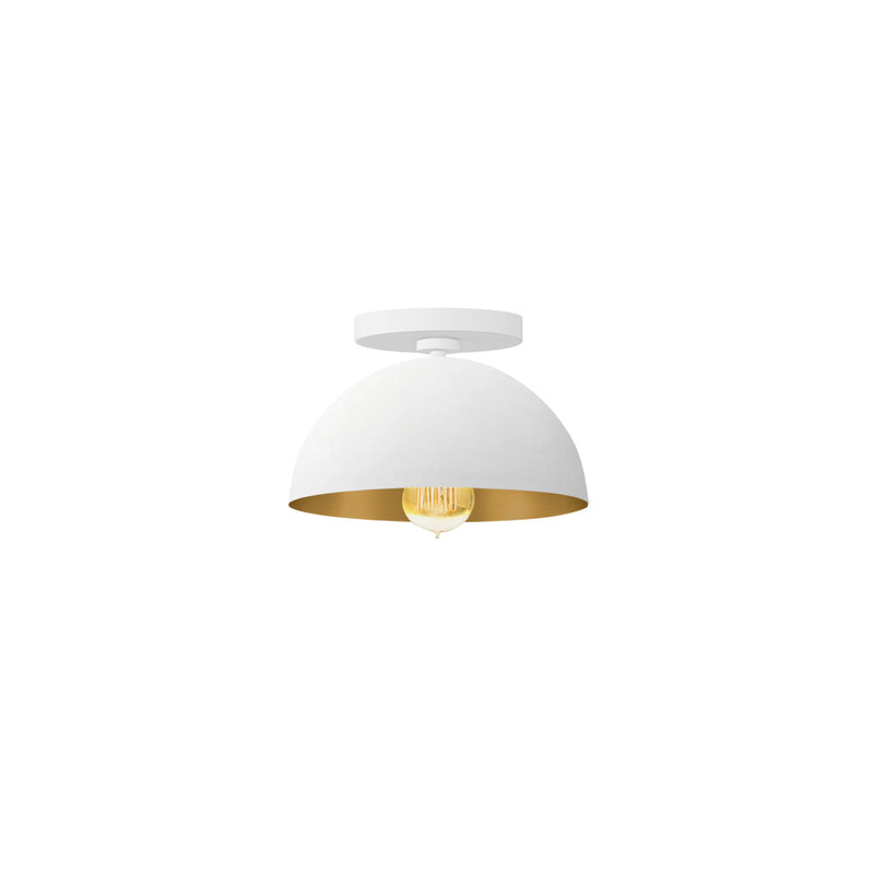 Justice Designs NSH-9849-MTGD One Light Semi-Flush Mount, Matte White w/ Champagne Gold
