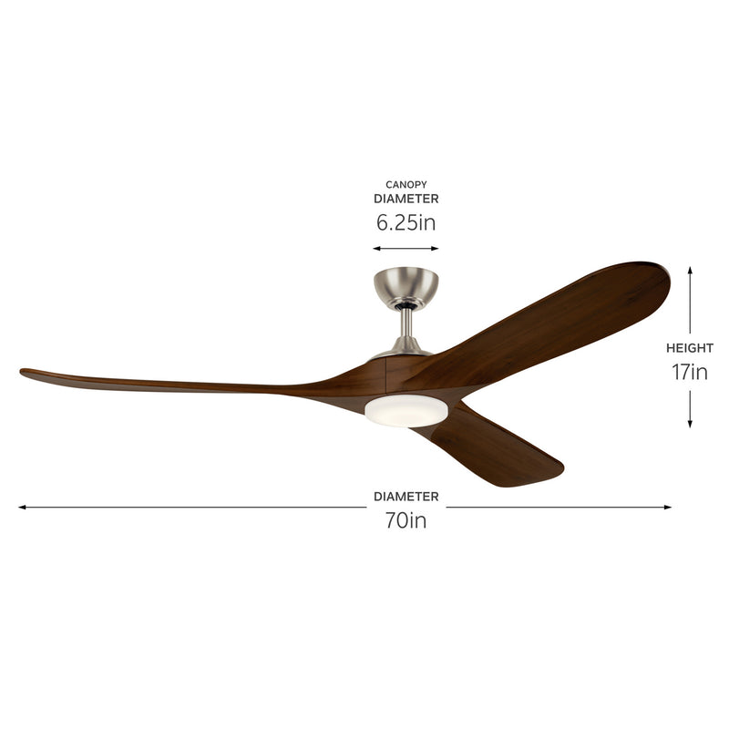 Kichler 310570NI 70"Ceiling Fan, Painted Brushed Nickel