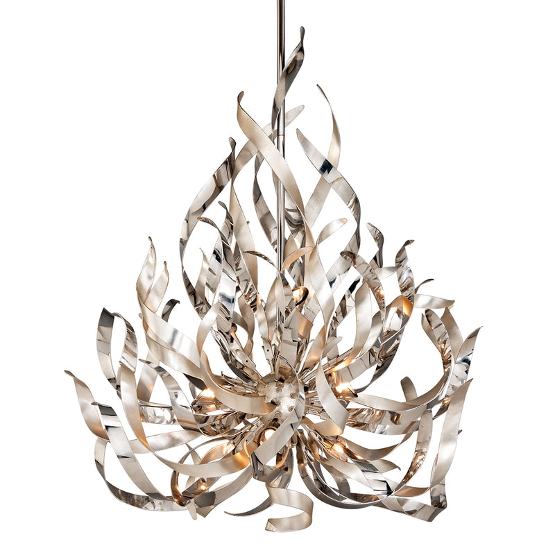 Corbett Lighting 154-49-SL/SS Nine Light Chandelier, Silver Leaf