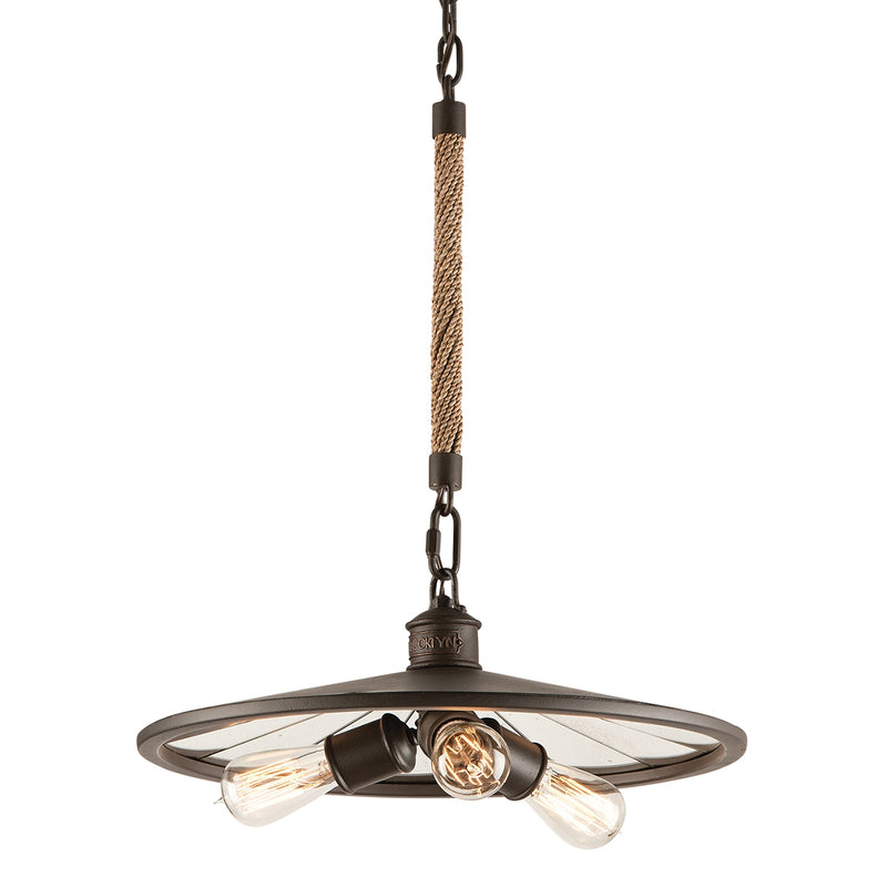 Troy Lighting F3145-HBZ Three Light Pendant, Heritage Bronze