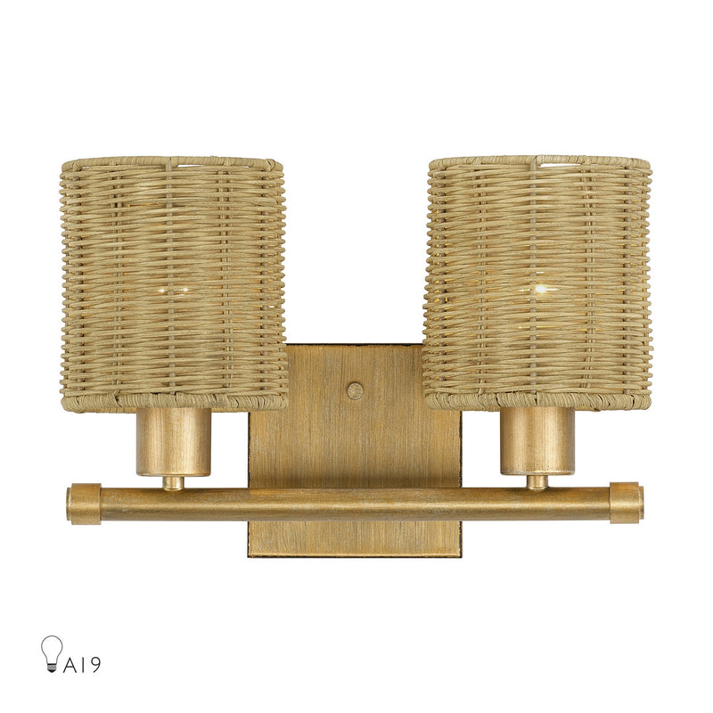 Livex Lighting 13702-48 Two Light Vanity, Antique Gold Leaf