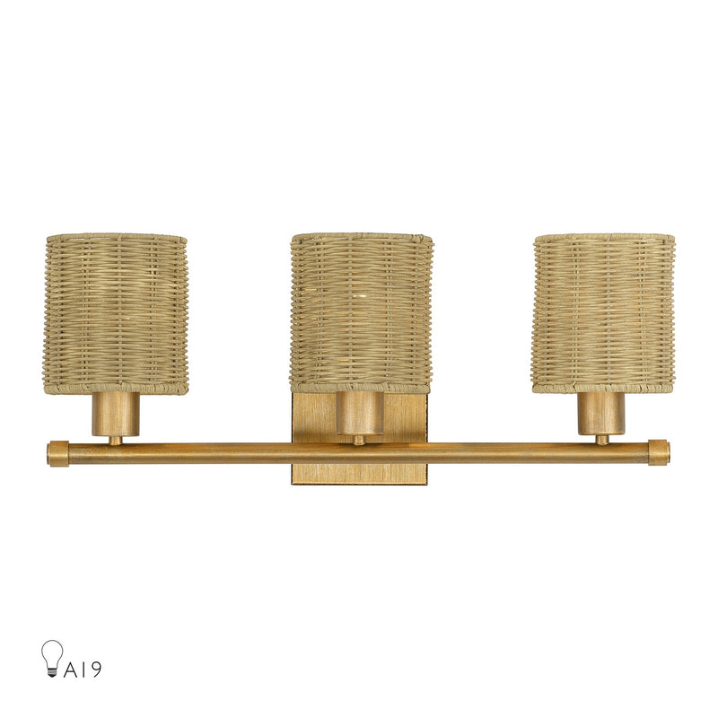 Livex Lighting 13703-48 Three Light Vanity, Antique Gold Leaf
