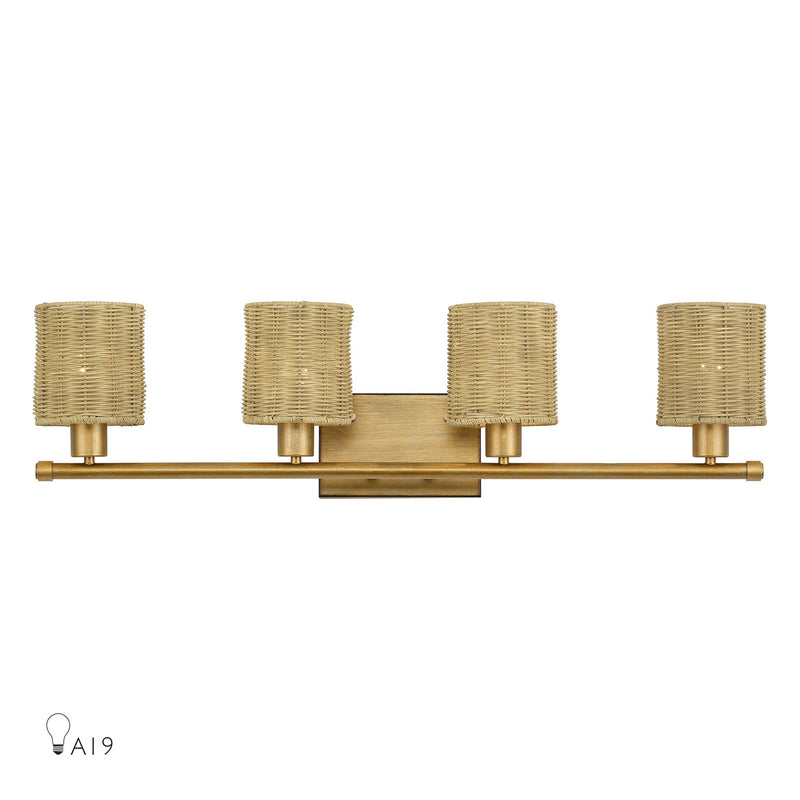Livex Lighting 13704-48 Four Light Vanity, Antique Gold Leaf