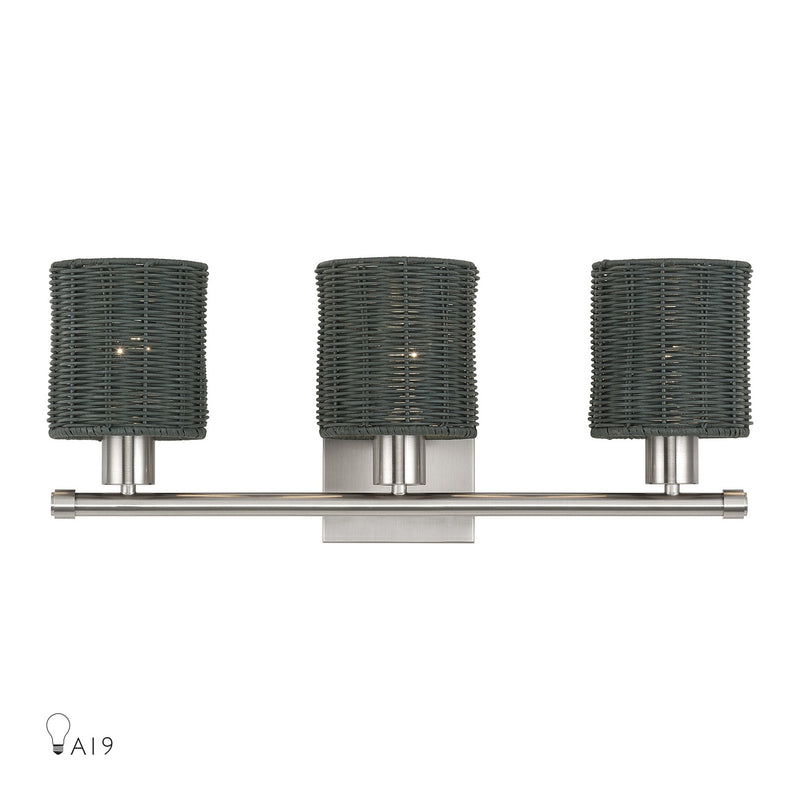 Livex Lighting 13718-91 Three Light Vanity, Brushed Nickel