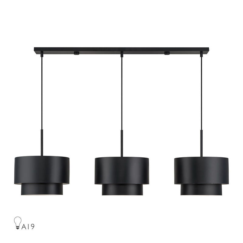 Livex Lighting 40053-04 Three Light Linear Chandelier, Black