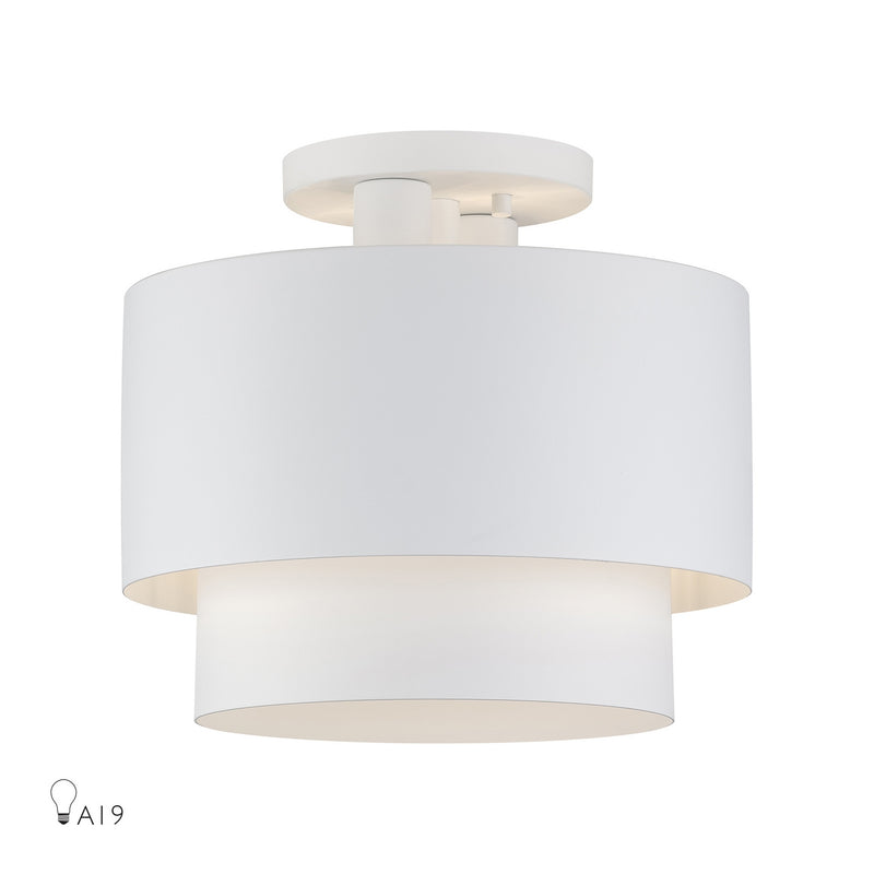 Livex Lighting 40054-03 Two Light Semi-Flush Mount, White