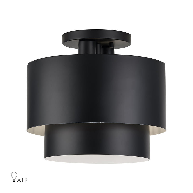 Livex Lighting 40054-04 Two Light Semi-Flush Mount, Black