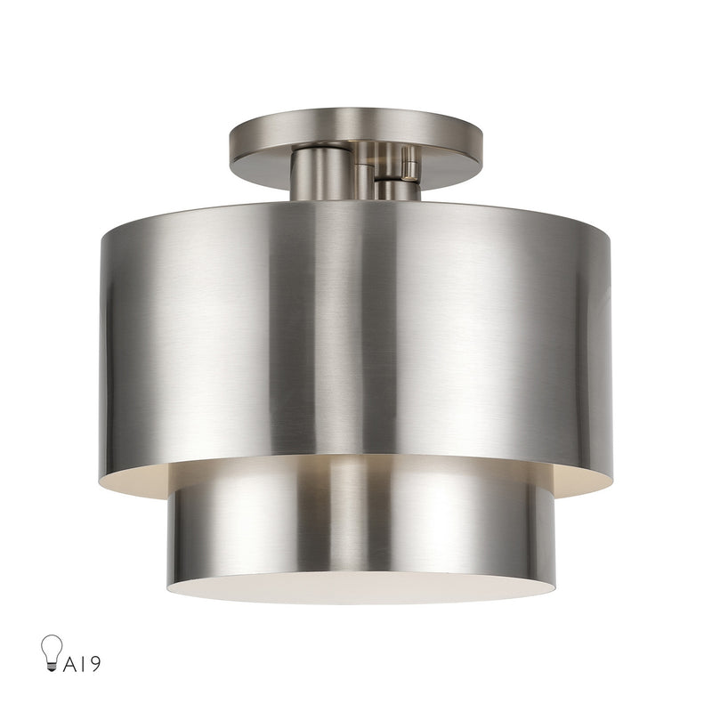 Livex Lighting 40054-91 Two Light Semi-Flush Mount, Brushed Nickel