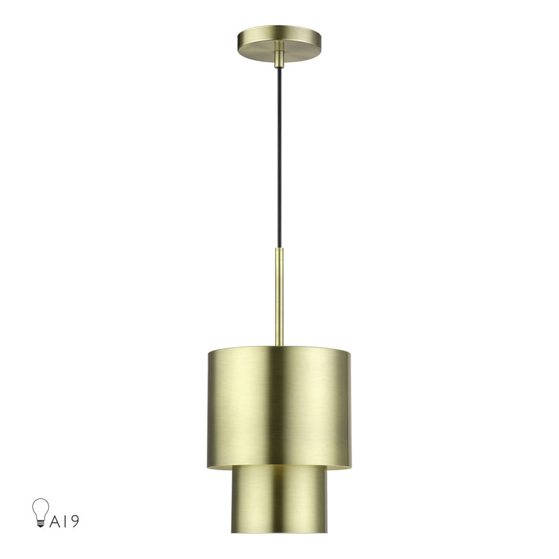 Livex Lighting 40058-01 One Light Mini Pendant, Antique Brass