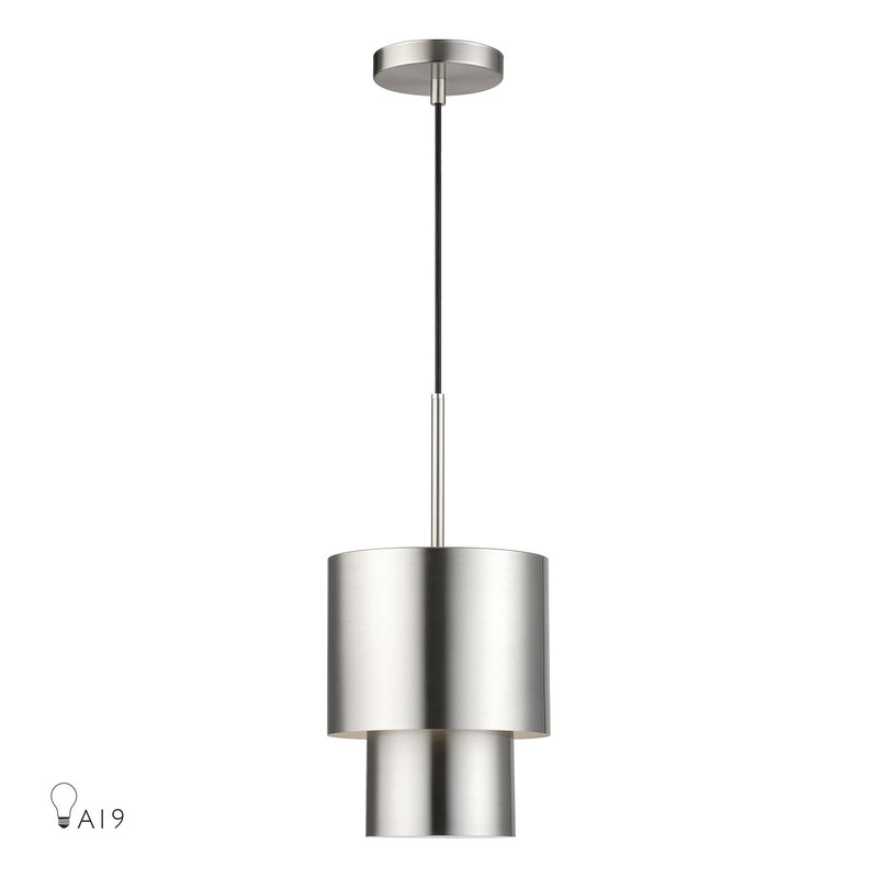 Livex Lighting 40058-91 One Light Mini Pendant, Brushed Nickel