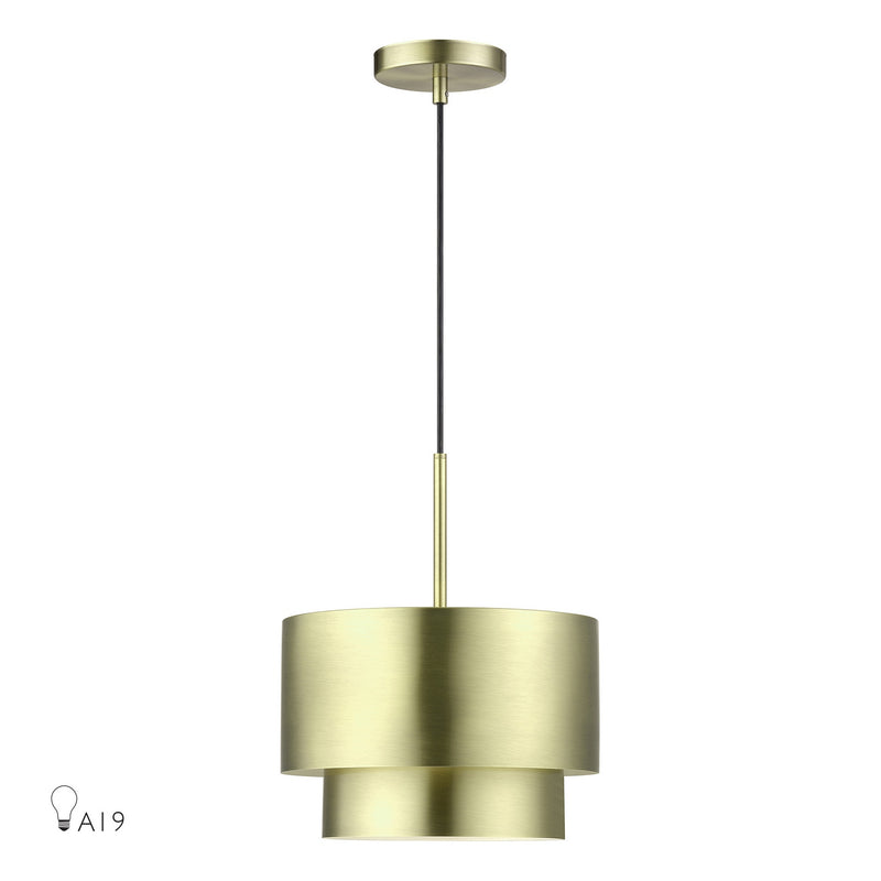 Livex Lighting 40059-01 One Light Pendant, Antique Brass