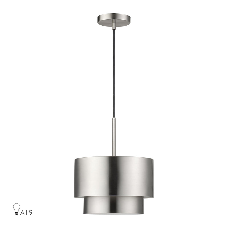 Livex Lighting 40059-91 One Light Pendant, Brushed Nickel